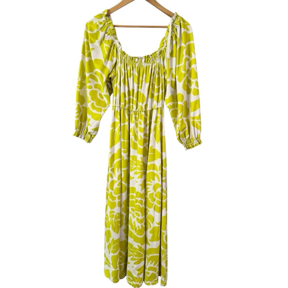 Hutch Maternity Anthropologie Light Green Floral Off Shoulder Maxi Dress Sz XS - Picture 5 of 8